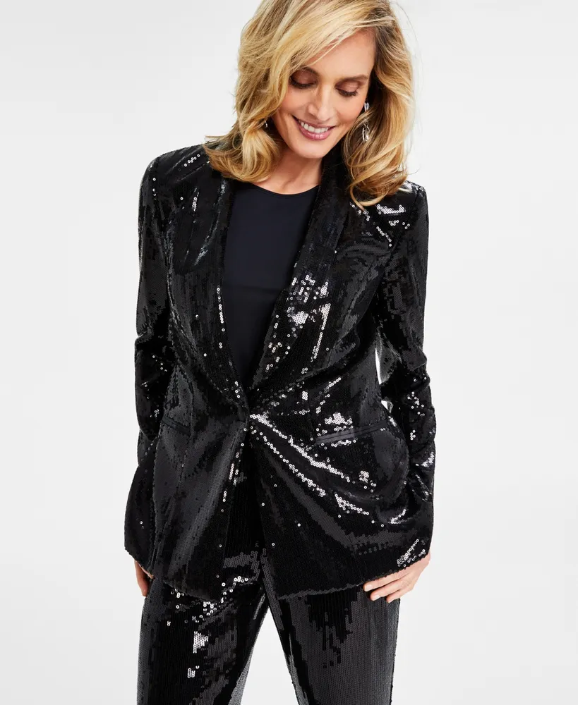 I.n.c. International Concepts Women's Sequin Blazer, Created for Macy's