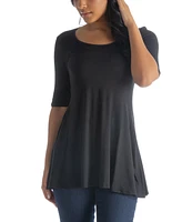 24seven Comfort Apparel Women's Elbow Sleeve Swing Tunic Top