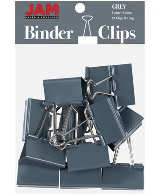 Jam Paper Colorful Binder Clips - Large - 1.5", 41 Millimeter - Binder Clips - 12 Per Pack