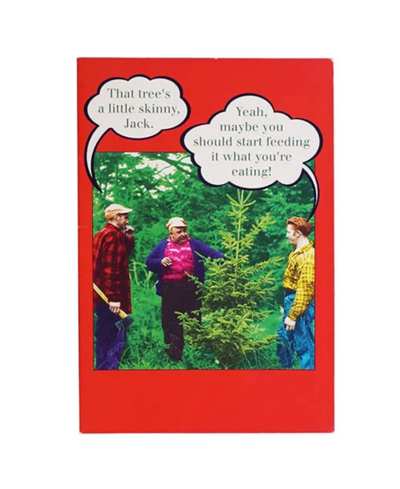 Jam Paper Christmas Cards Matching Envelopes Set - Funny Skinny Tree - 10 Per Pack