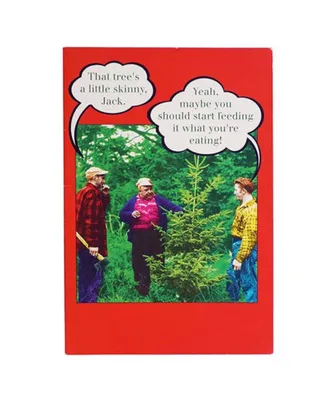 Jam Paper Christmas Cards Matching Envelopes Set - Funny Skinny Tree - 10 Per Pack