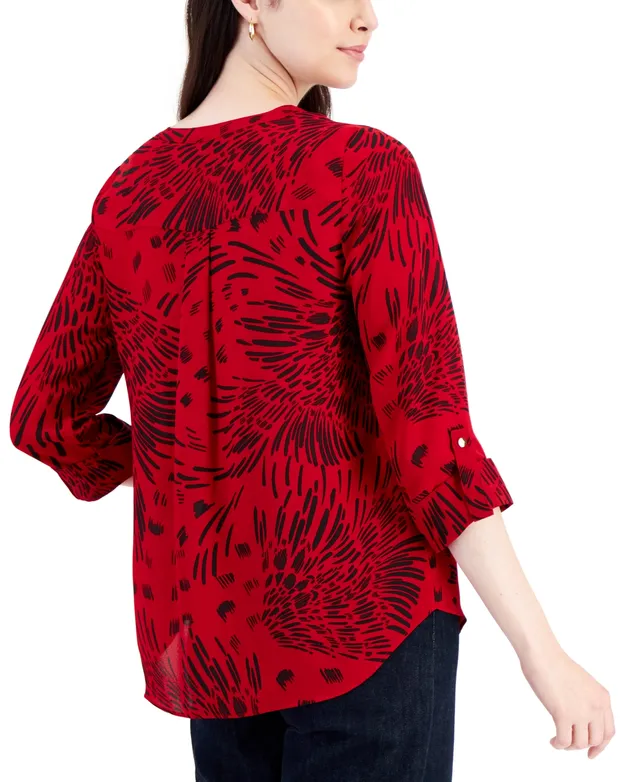 Jm Collection Plus Printed Utility Top, Created for Macy's