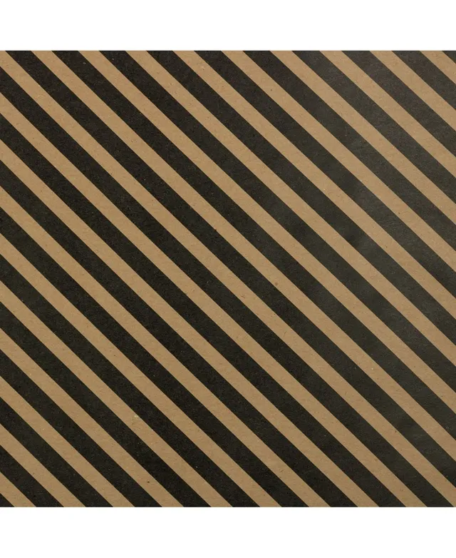 Jam Paper Kraft Black Stripes & Solids Deluxe Set Wrapping Paper, 87.5 Sq ft, 3/Rolls
