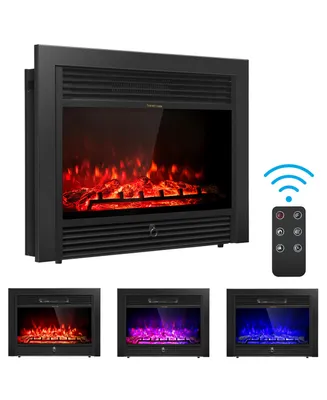 28.5" Fireplace Electric Embedded Insert Heater Glass Log Flame Remote