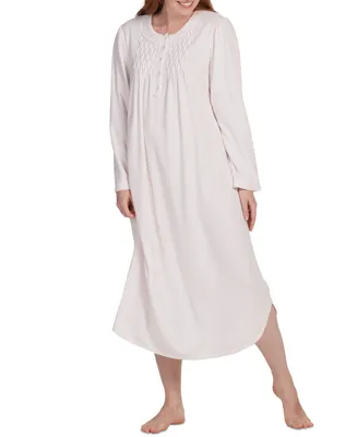 Miss Elaine Women's Long-Sleeve Pintucked Nightgown