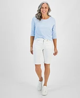 Style & Co Petite Raw-Edge Denim Bermuda Shorts, Created for Macy's