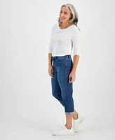 Style & Co Petite Mid-Rise Curvy Roll-Cuff Capri Jeans, Created for Macy's