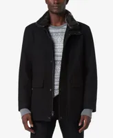Marc New York Men's Brooks Melton Wool Car Coat with Faux Fur Collar