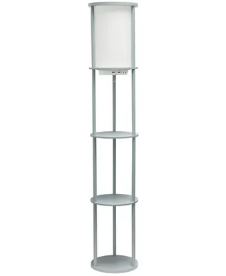 All The Rages Etagere Organizer Storage Floor Lamp with 2 Usb Charging Ports, 1 Outlet