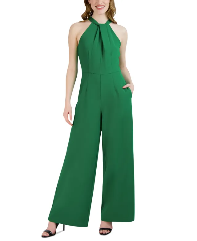 julia jordan Twist-Front Halter Jumpsuit - Macy's