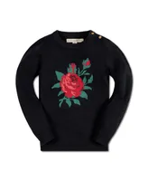 Hope & Henry Baby Girls Long Sleeve Rose Intarsia Sweater