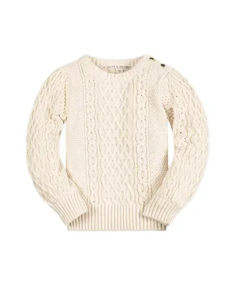 Hope & Henry Girls Long Sleeve Cable Knit Fisherman Sweater