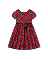 Hope & Henry Big Girls Puff Sleeve Party Dress with Velvet Trim
