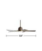 54" Desteny Modern Indoor Ceiling Fan with Led Light Remote Control Bronze Brass Wood Blades Opal Etched Glass Dimmable Living Room Kitchen Bedroom Ki