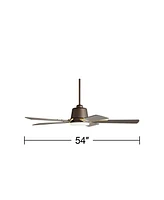 Casa Vieja 54" Desteny Modern Indoor Ceiling Fan with Led Light Remote Control Bronze Brass Wood Blades Opal Etched Glass Dimmable Living Room Kitchen