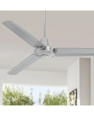 52" Plaza Dc Modern Industrial 3 Blade Indoor Outdoor Ceiling Fan with Remote Control Brushed Nickel Silver Damp Rated for Patio Exterior House Home P