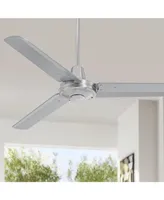 52" Plaza Dc Modern Industrial 3 Blade Indoor Outdoor Ceiling Fan with Remote Control Brushed Nickel Silver Damp Rated for Patio Exterior House Home P