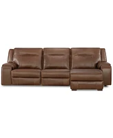 Closeout! Hansley 3-Pc. Zero Gravity Leather Sectional with Power Recliner and Chaise, Created for Macy's