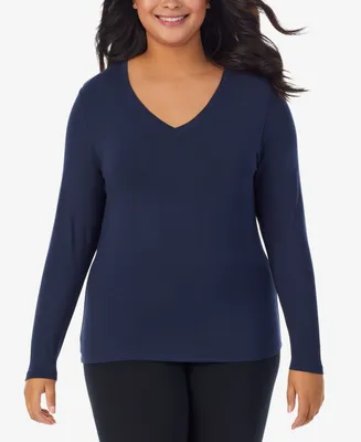 Cuddl Duds Plus Softwear Long-Sleeve V-Neck Top