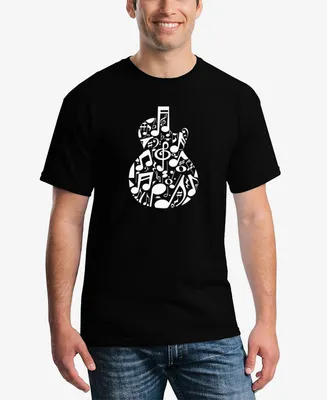 La Pop Art Men's Music Notes Guitar Printed Word T-shirt