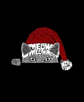 La Pop Art Men's Christmas Peeking Cat Word Crewneck Sweatshirt