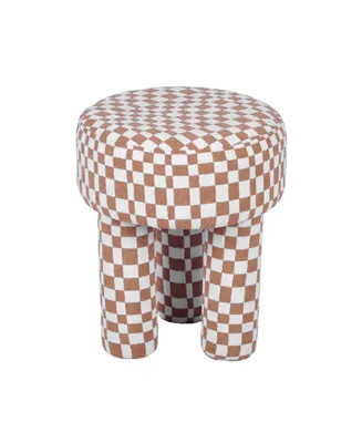 Tov Furniture 17" Checkered Boucle Upholstered Stool