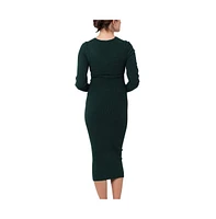 Ripe Maternity Heidi Cross Front Nursing Knit Dress Forest