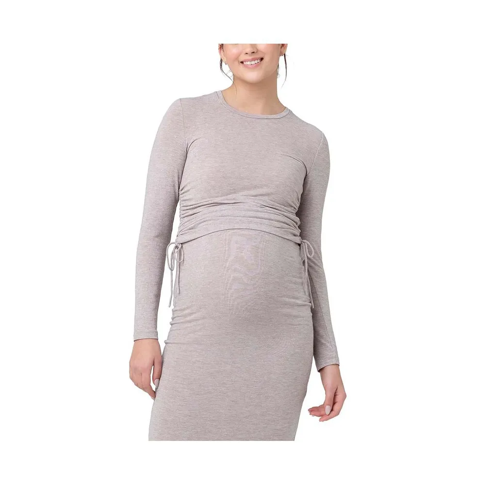 Ripe Maternity Amber Ruched Women Long Sleeve Top Sand