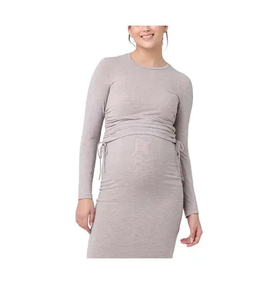 Ripe Maternity Amber Ruched Women Long Sleeve Top Sand