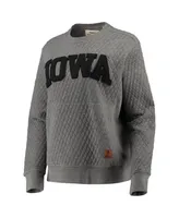 Women's Pressbox Heather Charcoal Iowa Hawkeyes Moose Quilted Pullover Sweatshirt