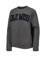 Women's Pressbox Heather Charcoal Ole Miss Rebels Moose Quilted Pullover Sweatshirt