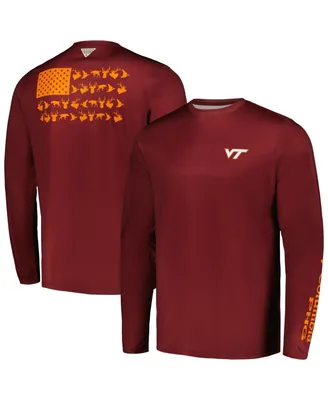 Men's Columbia Maroon Virginia Tech Hokies Terminal Shot Omni-Shade Long Sleeve T-shirt