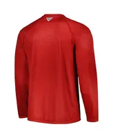 Men's Columbia Cardinal Arkansas Razorbacks Pfg Terminal Tackle Omni-Shade Raglan Long Sleeve T-shirt