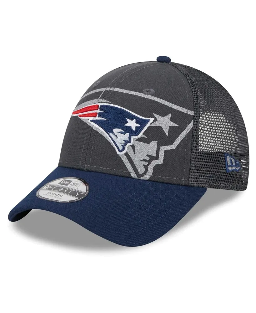 Preschool Boys and Girls New Era Graphite, Navy New England Patriots Reflect 9FORTY Adjustable Hat