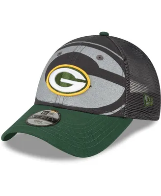 Big Boys and Girls New Era Graphite Green Bay Packers Reflect 9FORTY Adjustable Hat