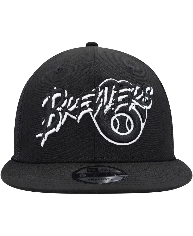 Men's New Era Black Milwaukee Brewers Street Trucker 9FIFTY Snapback Hat