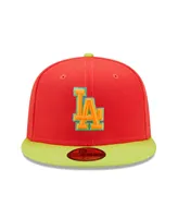 Men's New Era Red, Neon Green Los Angeles Dodgers 1978 World Series Lava Highlighter Combo 59FIFTY Fitted Hat