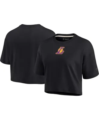 Women's Fanatics Signature Black Los Angeles Lakers Super Soft Boxy Cropped T-shirt