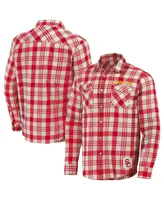 Men's Darius Rucker Collection by Fanatics Cardinal, Natural Usc Trojans Plaid Flannel Long Sleeve Button-Up Shirt