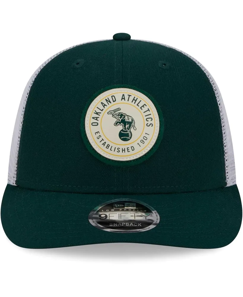 Men's New Era Green Oakland Athletics Circle Trucker Low Profile 9FIFTY Snapback Hat