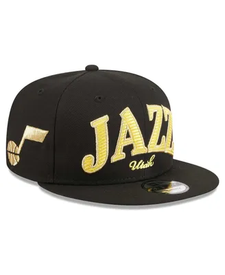 Men's New Era Black Utah Jazz Golden Tall Text 9FIFTY Snapback Hat