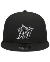 Men's New Era Black Miami Marlins Trucker 9FIFTY Snapback Hat