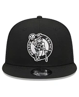 Men's New Era Black Boston Celtics Evergreen 9FIFTY Trucker Snapback Hat