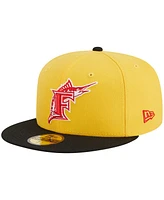 Men's New Era Yellow, Black Florida Marlins Grilled 59FIFTY Fitted Hat