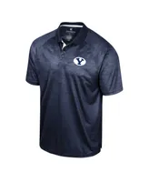 Men's Colosseum Navy Byu Cougars Honeycomb Raglan Polo Shirt