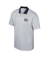 Men's Colosseum White, Navy Gonzaga Bulldogs Print Stripe Polo Shirt