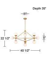 Possini Euro Design Gable Soft Gold Hanging Chandelier Lighting 40.50" Wide Mid Century Modern Sputnik Frosted Glass Globe Shade 10-Light Fixture for