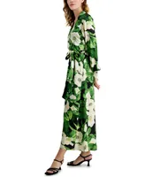 Anne Klein Women's Floral V-Neck Faux-Wrap Maxi Dress