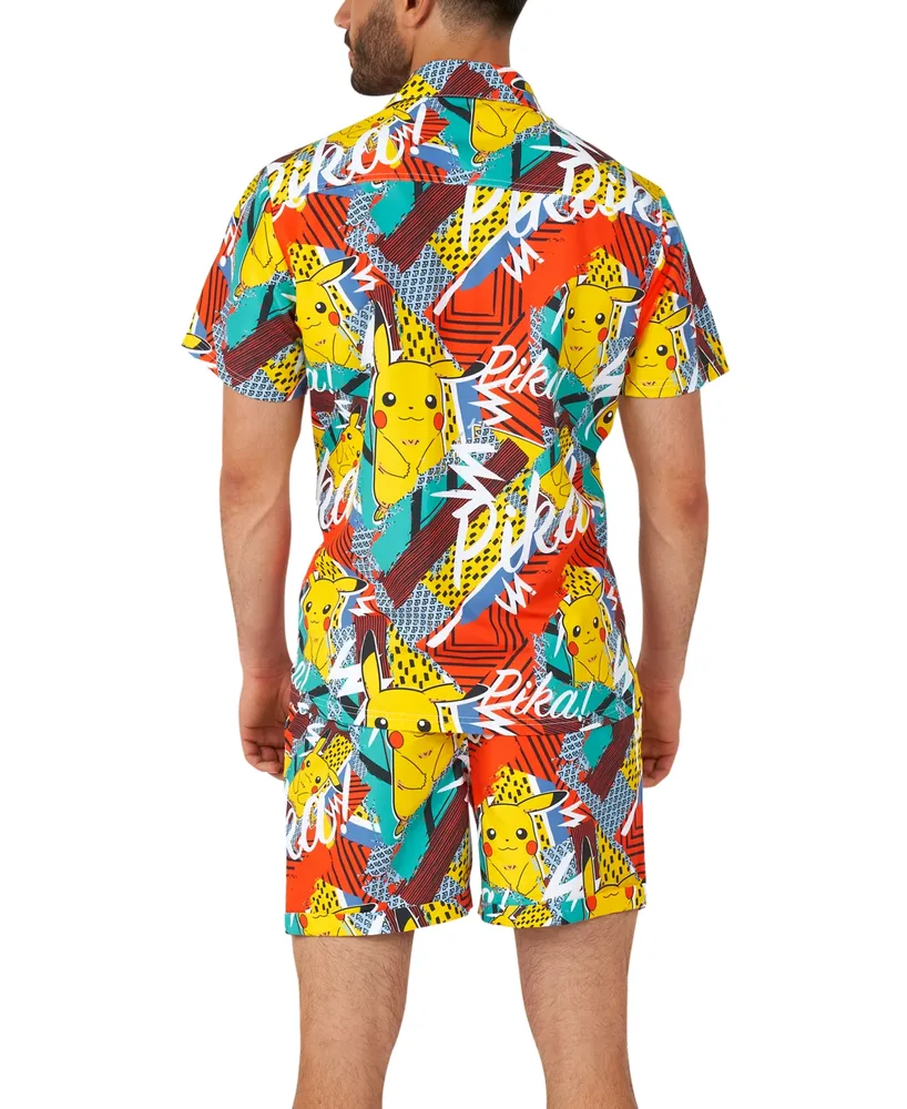 OppoSuits Men's Short-Sleeve Pikachu Graphic Shirt & Shorts Set