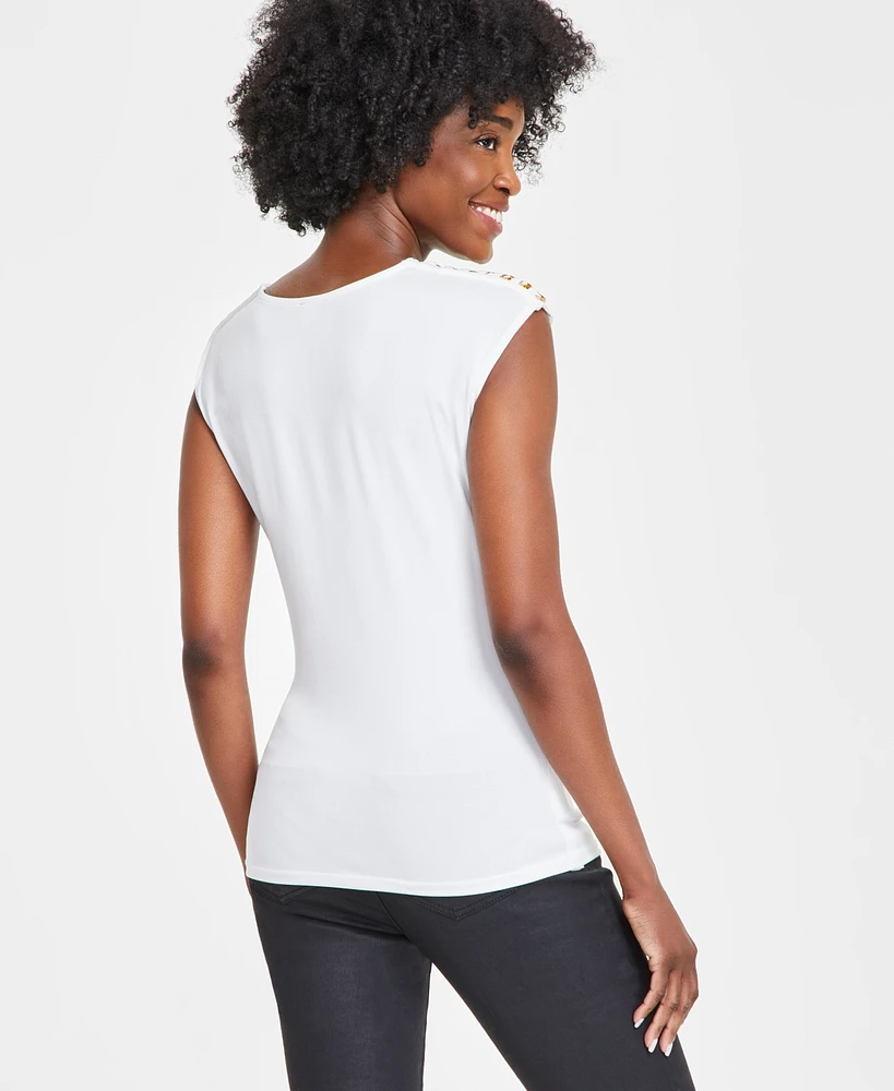 I.n.c. International Concepts Women's Laced-Chain-Shoulder Top, Created for Macy's